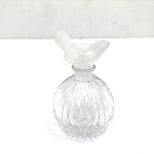 Sasaki Crystal "Wings" Ribbed Glass Frosted Bird Stopper Perfume Bottle Vintage